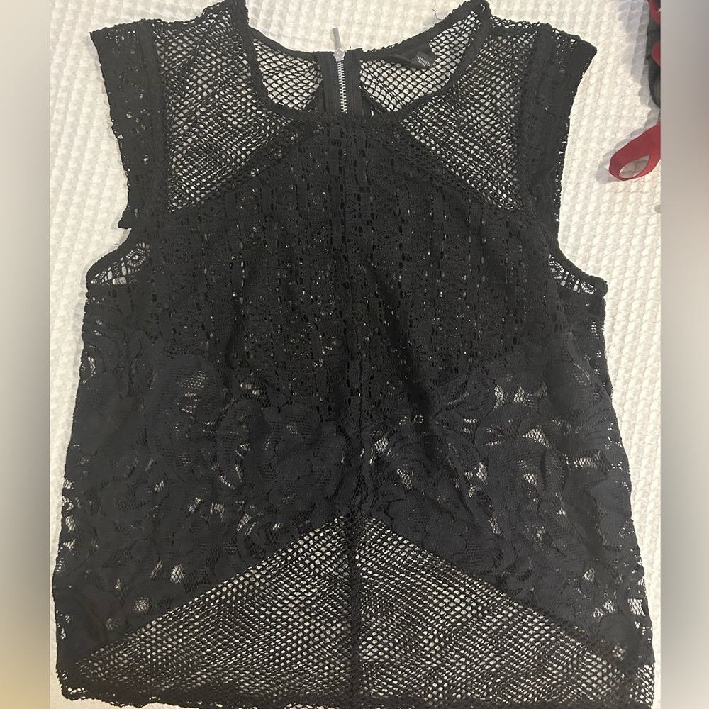 BLACK FISH NET SHIRT